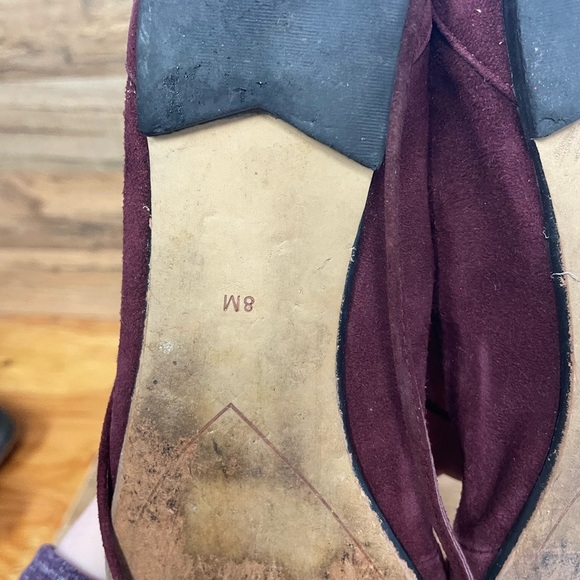 Halogen maroon suede lace up pointy toe ballet flats women’s 8 - Picture 7 of 10